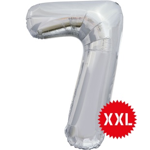 Шар (50''/127 см) Цифра, 7 XXL, Серебро, 1 шт. в уп.