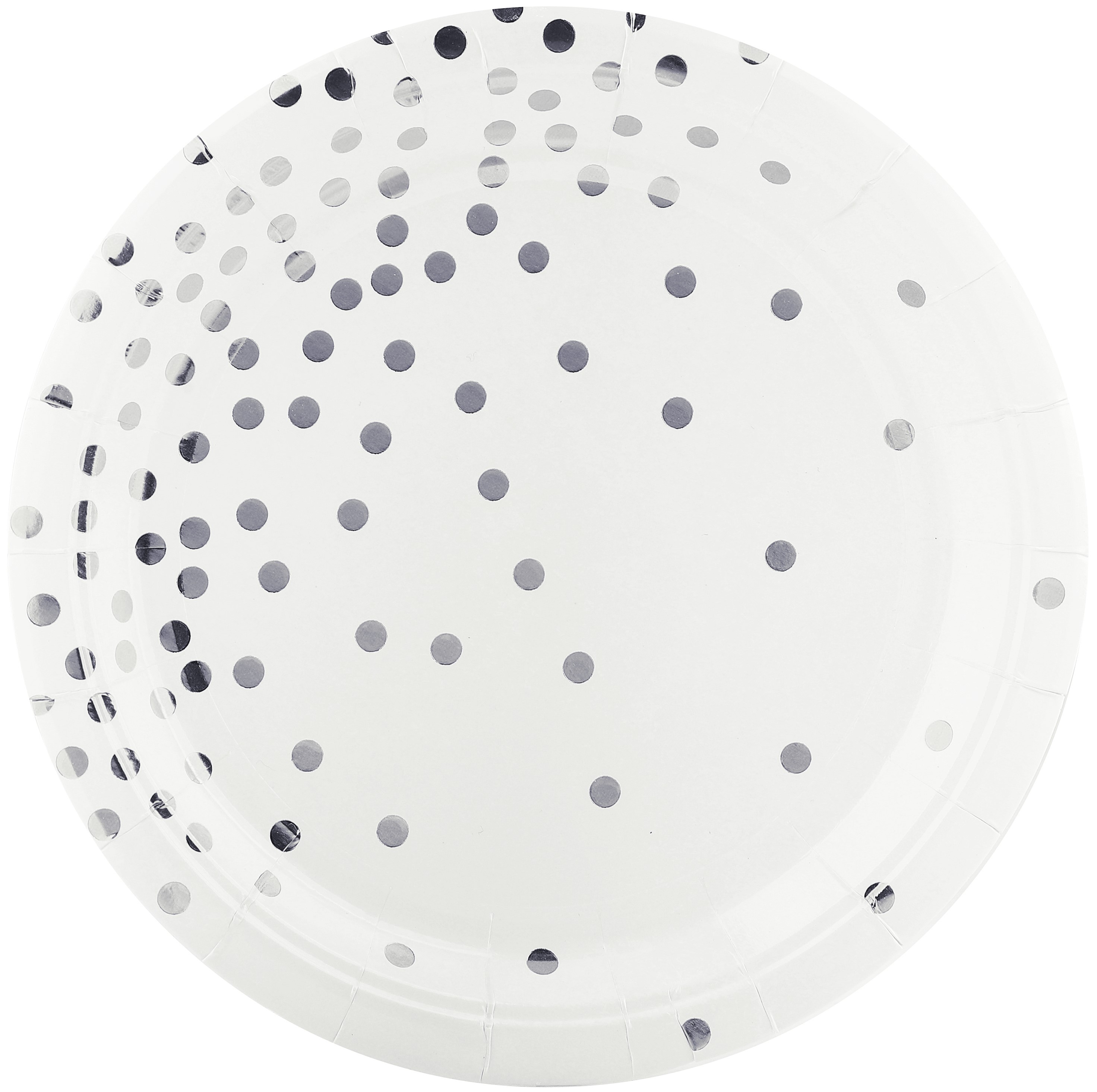 Тарелки (7''/18 см) Конфетти, Белый/Серебро, Металлик, 6 шт.