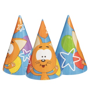 Колпаки, Котенок Котэ, С Днем Рождения!, 6 шт. в упак. 