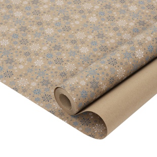 Упаковочная бумага, Крафт 60гр (0,68*10 м) Снегопад, Синий/Голубой, 1 шт.