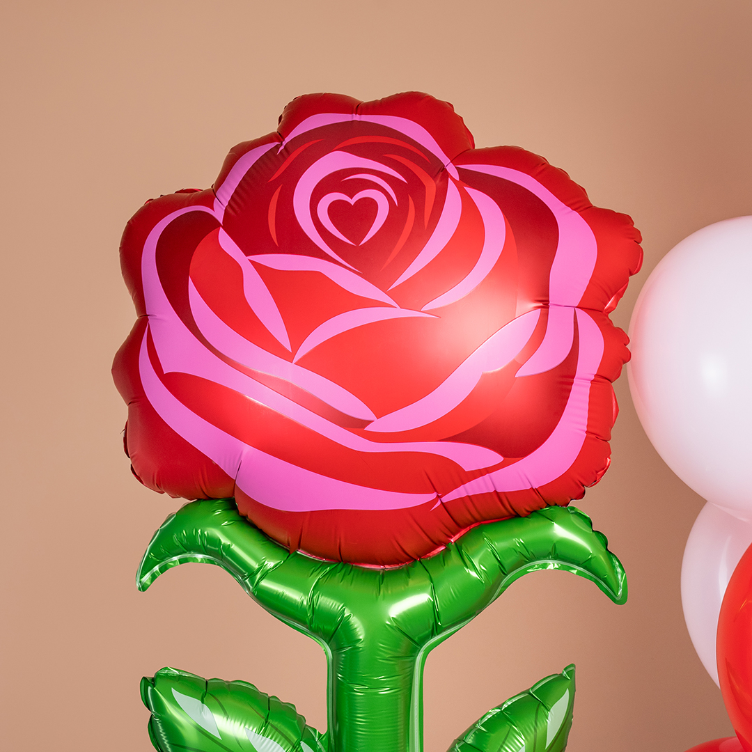 Шар (53''/135 см) Цветок, Роза, Красный, 1 шт.