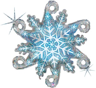 Шар (32''/81 см) Фигура, Снежинка, Серебро, Голография, 1 шт. в уп.