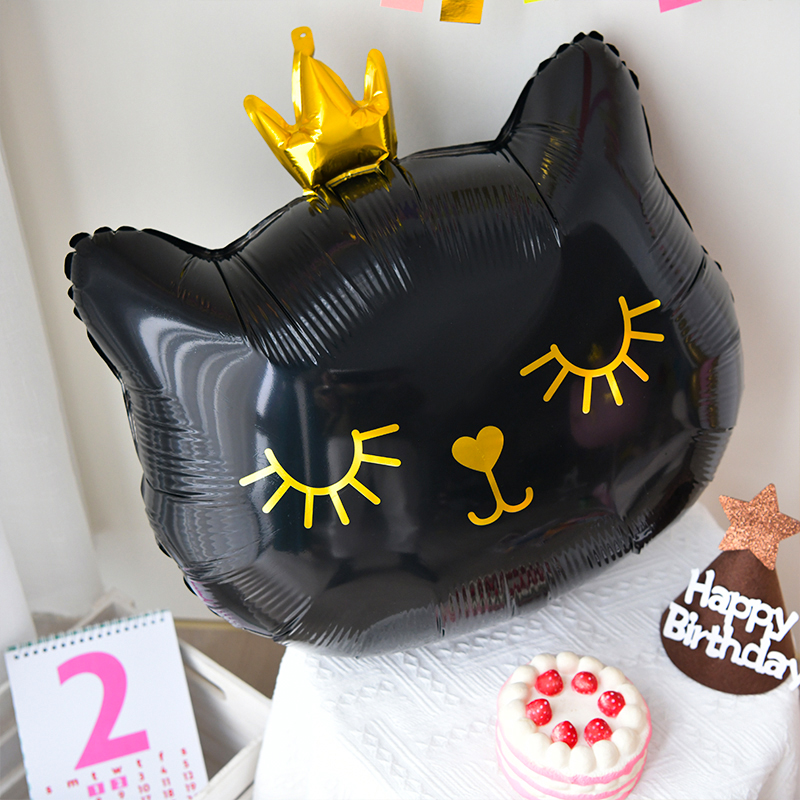 Шар (29''/74 см) Фигура, Котенок Принцесса, Черный, 1 шт.