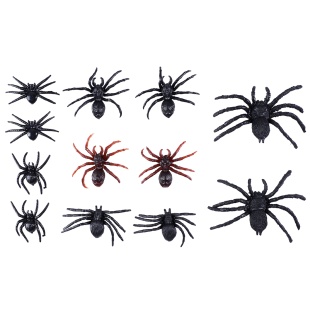 Декоративное украшение, Микс Пауки, 3,2-8 см, Черный/Коричневый, 12 шт.