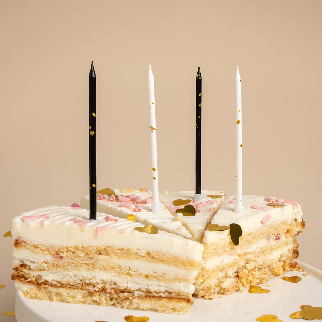 Свечи Золотые искры, Черный/Белый, Металлик, 6 шт. с держат.