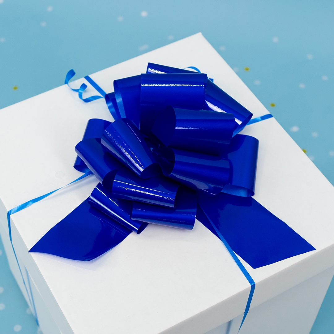 Бант Шар, Синий, Лаковый, 21 см, 1 шт. в упак. 