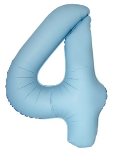 Шар (40''/102 см) Цифра, 4 Slim, Светло-голубой, Матовый, 1 шт. в уп.