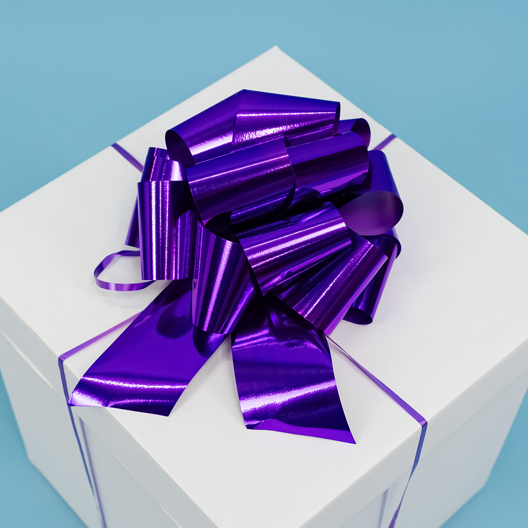Бант Шар, Фиолетовый, Металлик, 21 см, 1 шт. в упак. 