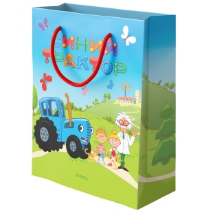 Пакет подарочный, 210гр, Синий трактор, Дизайн №1, 41*31*12 см, 1 шт.