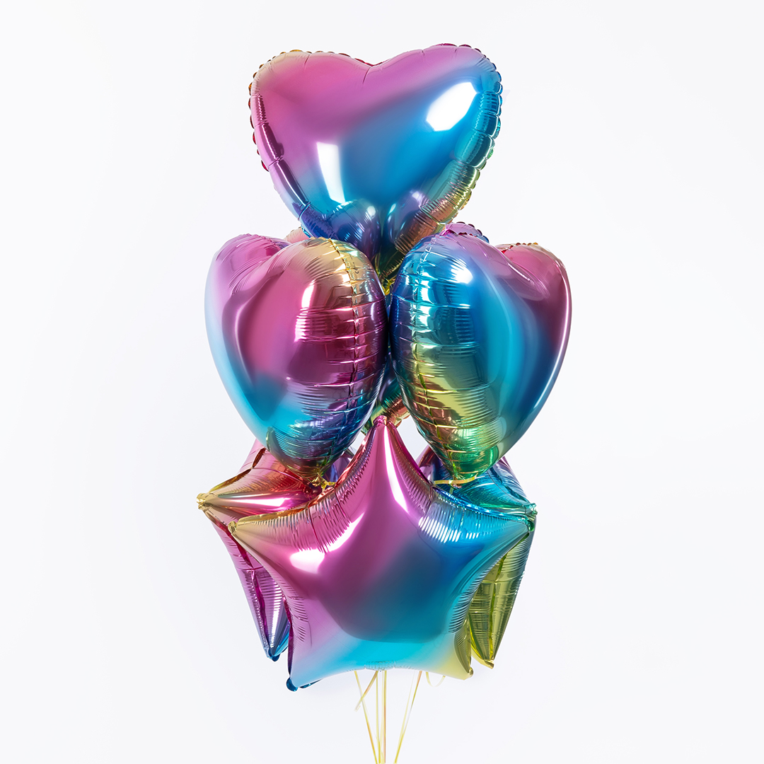 Шар (18''/46 см) Сердце, Нежная радуга, Градиент, 1 шт.