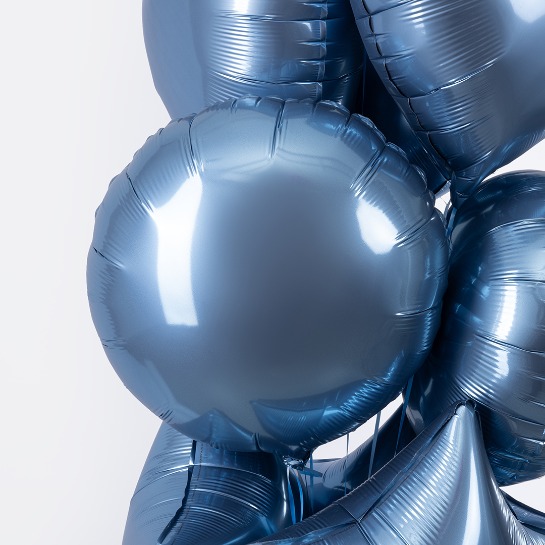 Шар (18''/46 см) Круг, Стальной синий, Сатин, 1 шт.