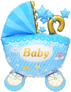 Шар (56''/142 см) Фигура 3D, Коляска для мальчика, 1 шт. в уп.