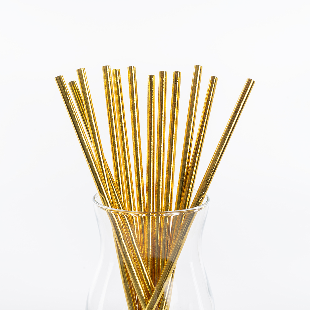 Трубочки для коктейлей, Светлое золото, Металлик, 12 шт. в упак. 