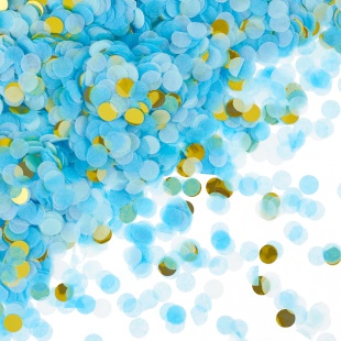 Конфетти купаж, Круг, фольга и тишью, Голубой микс, Металлик, 1 см, 50 г.