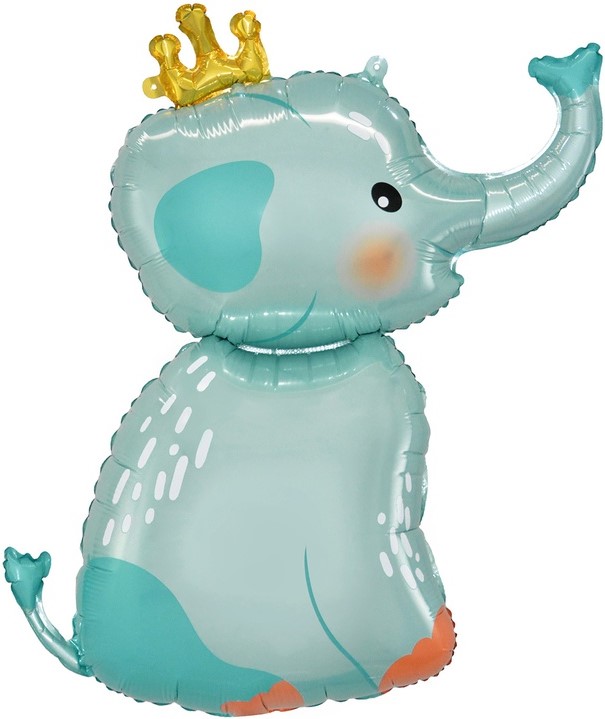 Шар (39''/99 см) Фигура, Слоненок в короне, 1 шт.