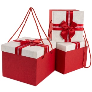Набор коробок Яркий праздник, Красный/Белый, 22*22*18 см, 3 шт. в упак. 
