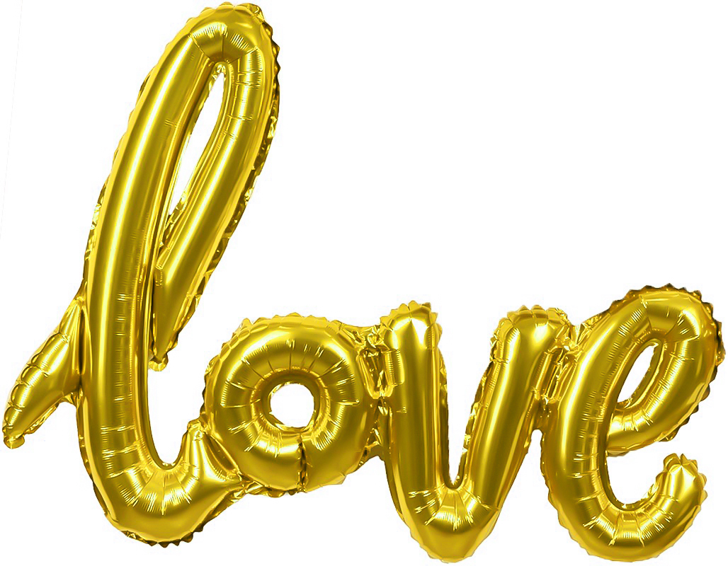 Шар (41''/104 см) Фигура, Надпись "Love", Золото, 1 шт.