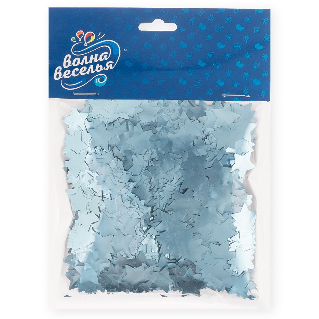Конфетти фольга Звезда, Голубой, Хром, 1,5 см, 50 г.