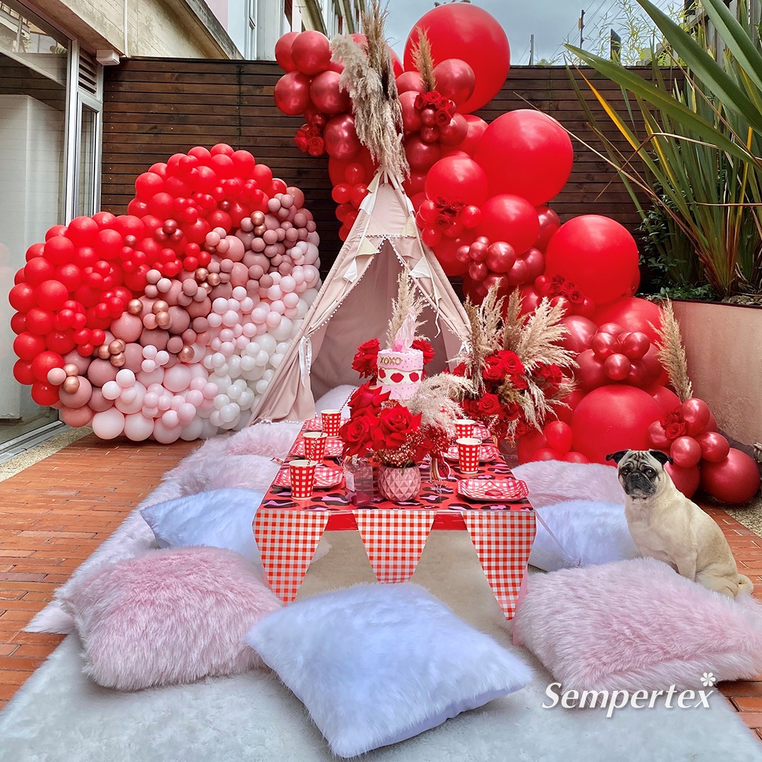 Шар (24''/61 см), Красный (015), пастель, 3 шт.