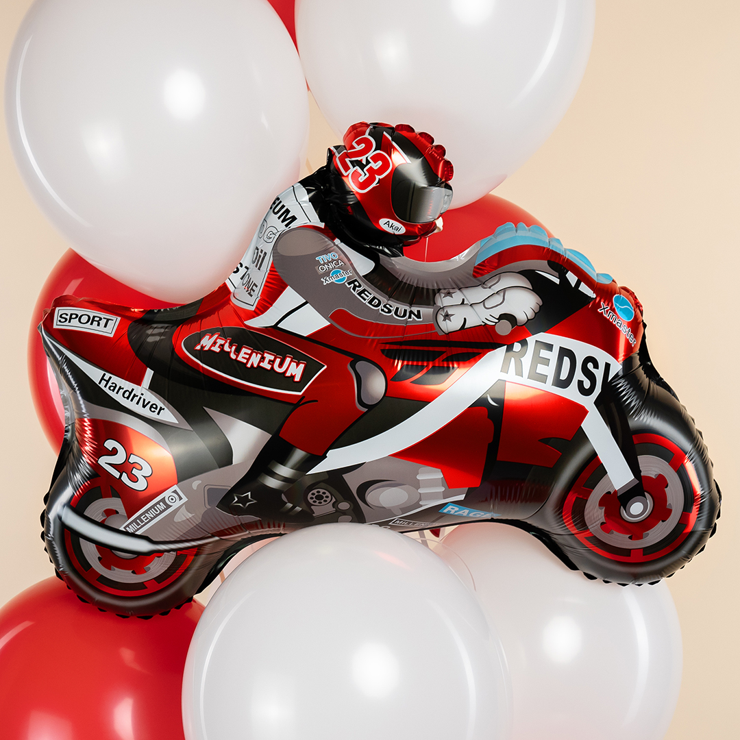 Шар (26''/66 см) Фигура, Мотоцикл, Красный, 1 шт.