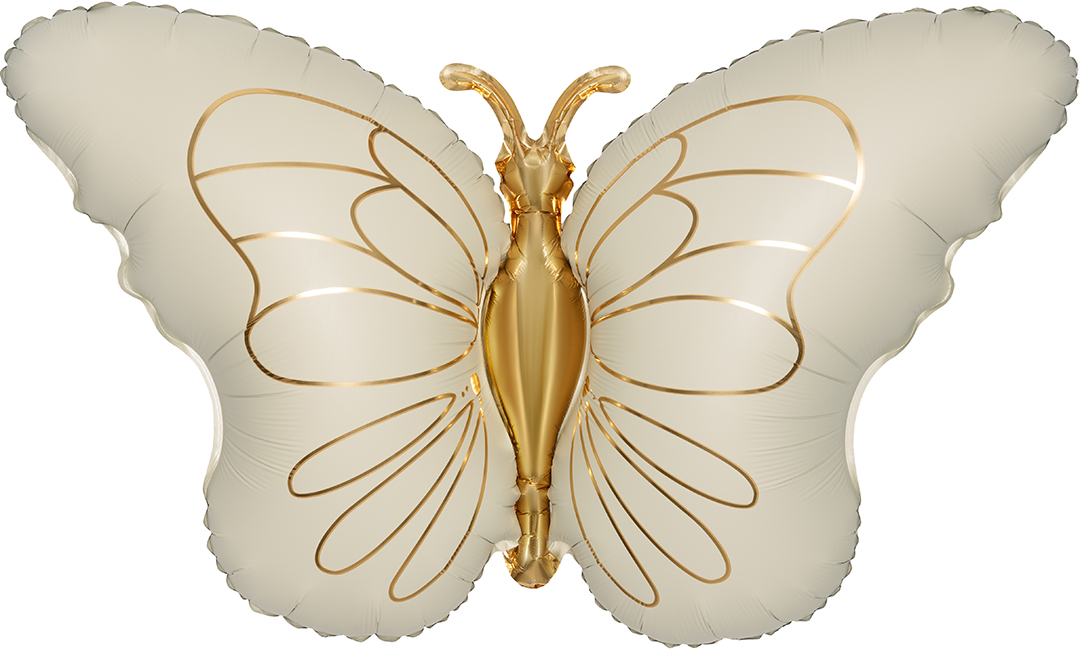 Шар (35''/89 см) Фигура, Волшебная бабочка, Кремовый, Сатин, 1 шт.