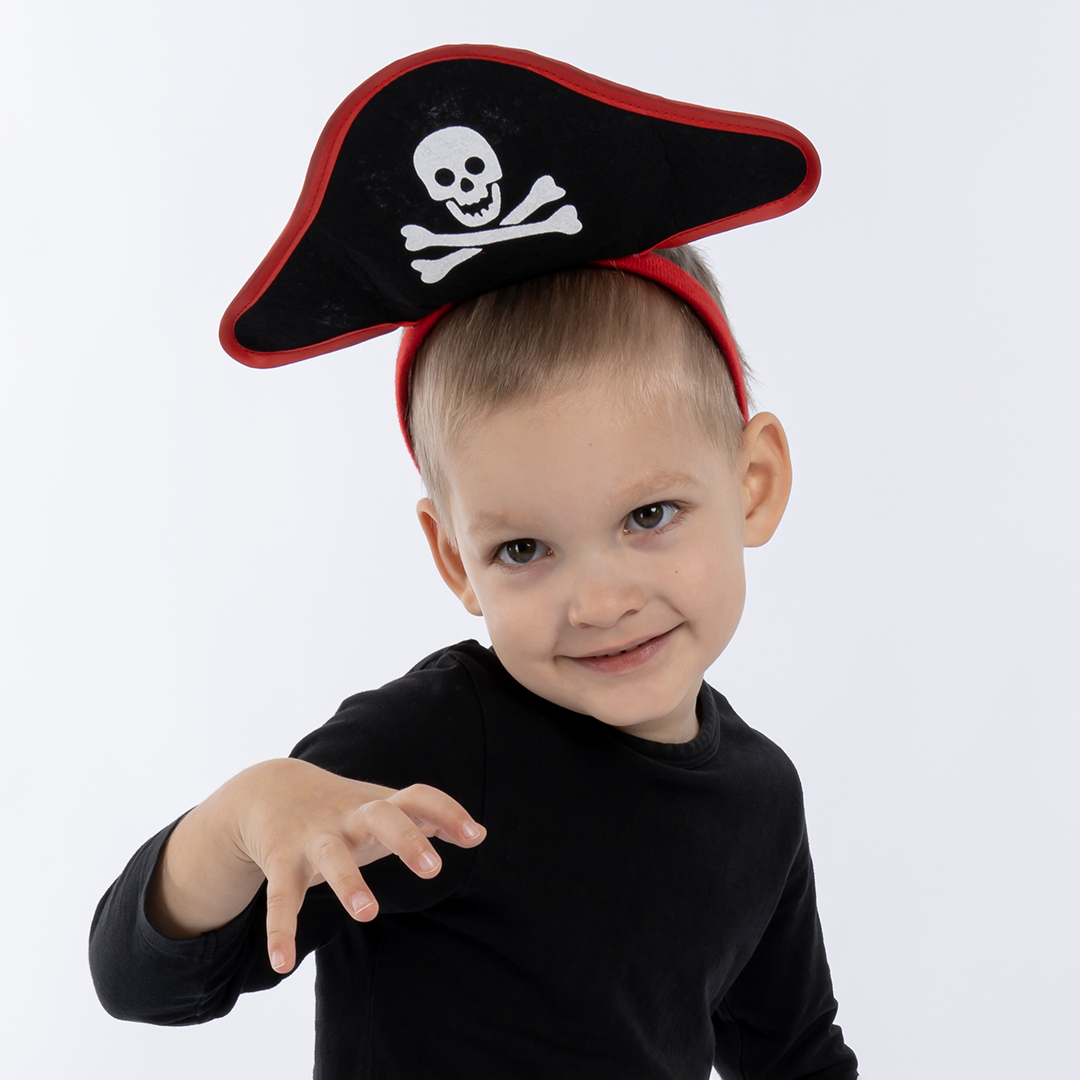 Ободок, Треуголка Пирата, Черный/Красный, 1 шт. 