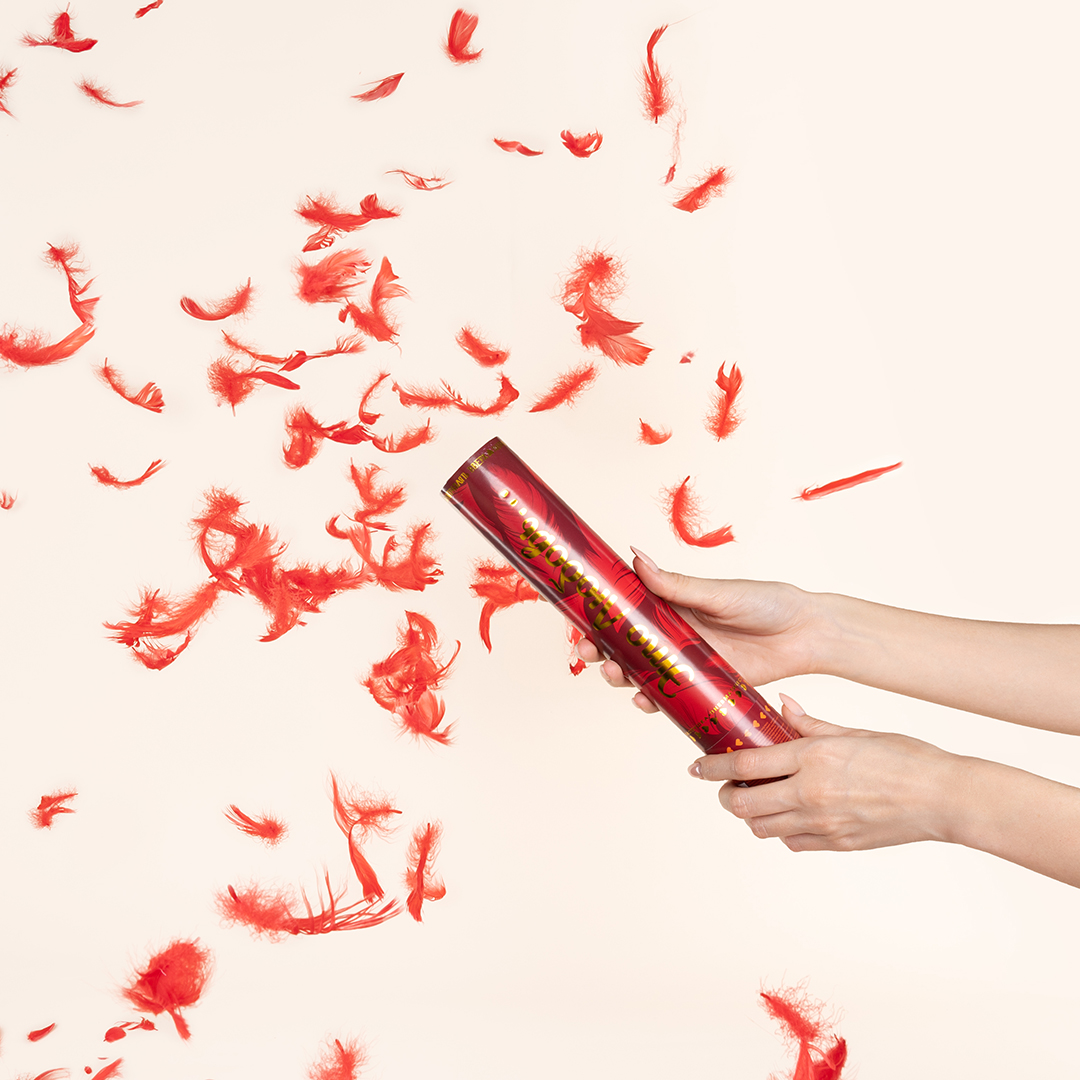 Пневмохлопушка (12/30 см), Это Любовь ..., Перья, Красный, 1 шт.