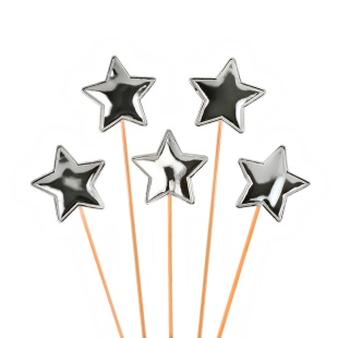 Пики Топперы, Звезда, Серебро, Металлик, 12 см, 5 шт.