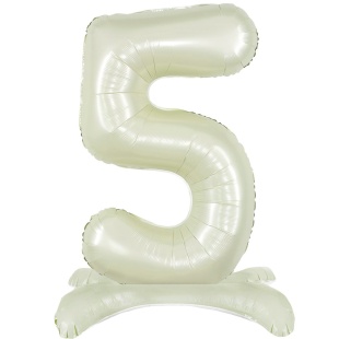 Шар (32''/81 см) Цифра на подставке, 5, Белый песок, 1 шт. в уп.