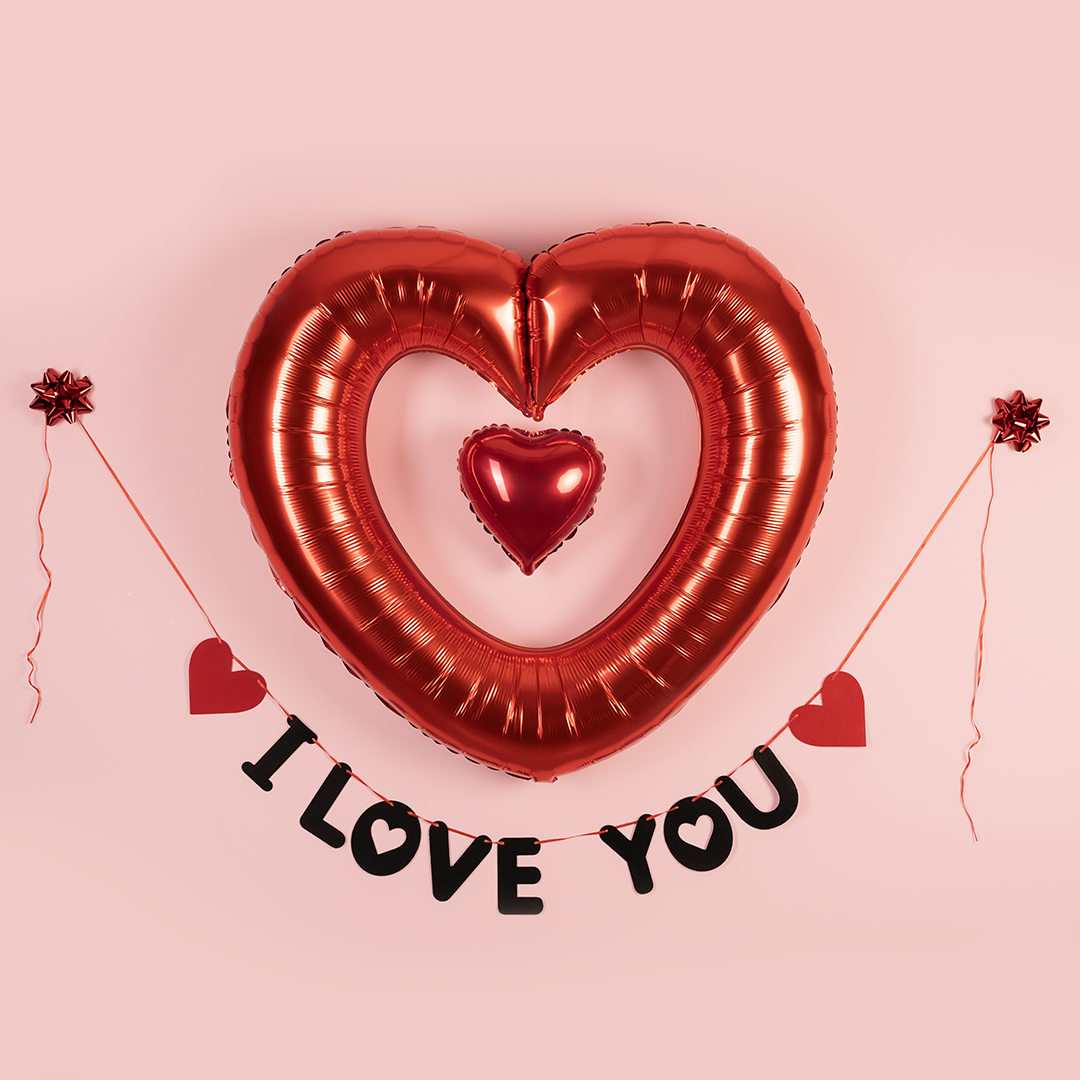 Шар (40''/102 см) Сердце, Контур, Красный, 1 шт.