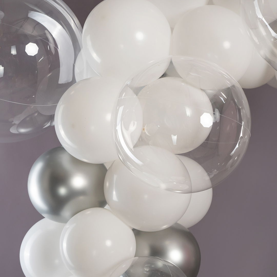Шар (12''/30 см), Белый (005), пастель, 12 шт.