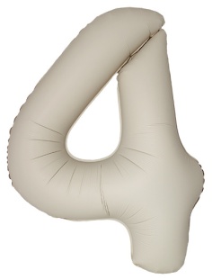 Шар (40''/102 см) Цифра, 4 Slim, Кремовый Латте, Матовый, 1 шт.