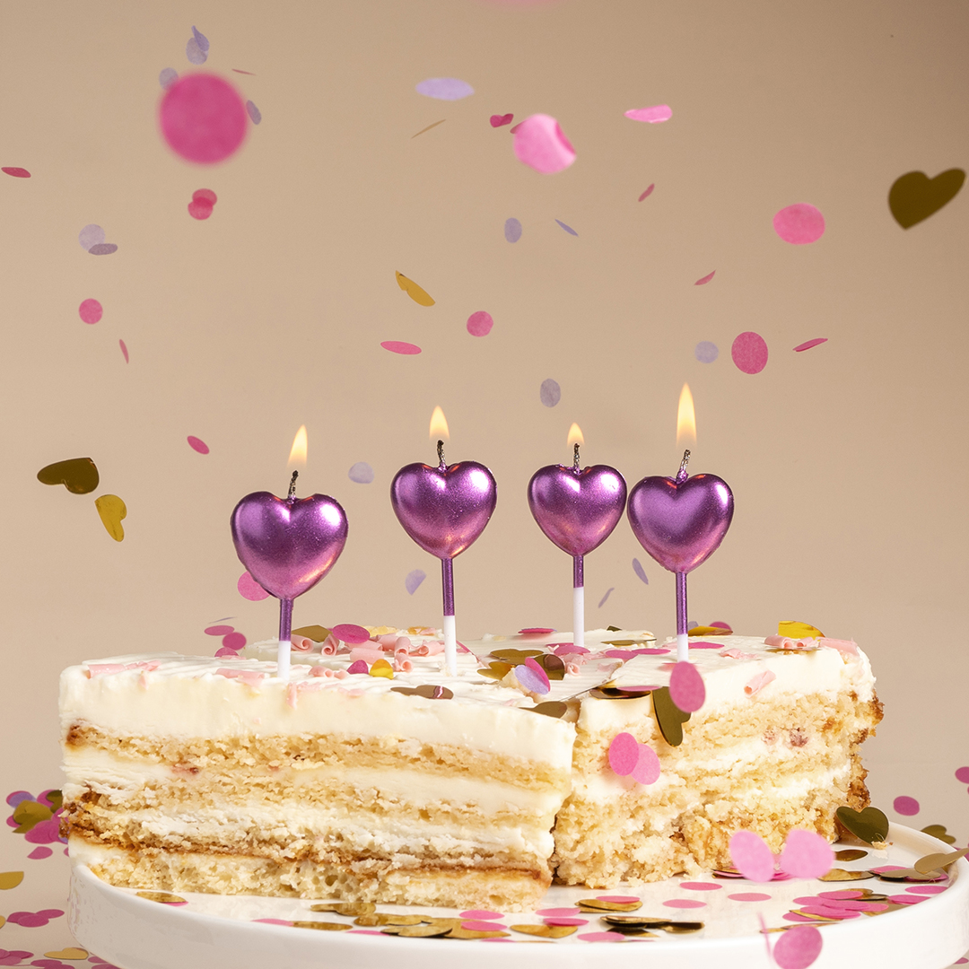 Свечи Сердце, Фуше, Металлик, 5 шт. с держат.