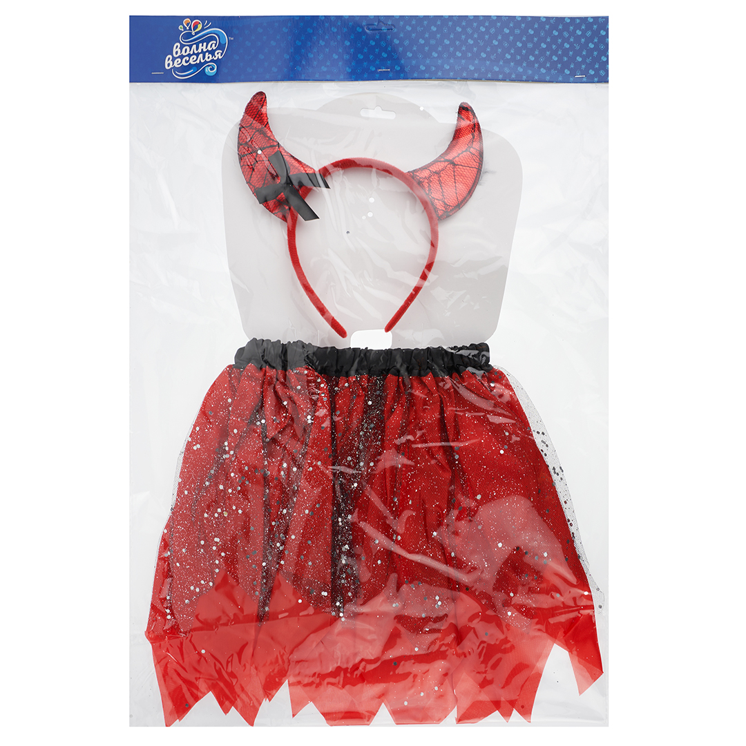 Набор (ободок и юбочка), Дьяволенок, Красный, 1 шт. 