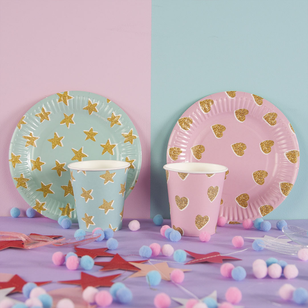 Стаканы (250 мл) Сердечки, Розовый, 6 шт.