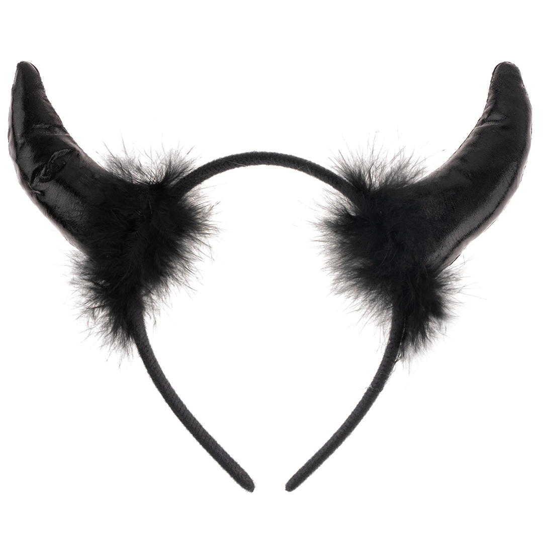 Ободок, Рожки Чертенка, Черный, Металлик, 1 шт. 