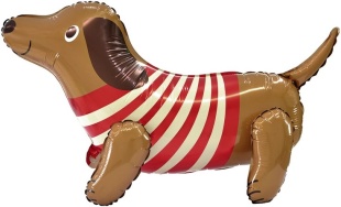 Шар (27''/69 см) Фигура 3D, Таксик в свитере, 1 шт. в уп.