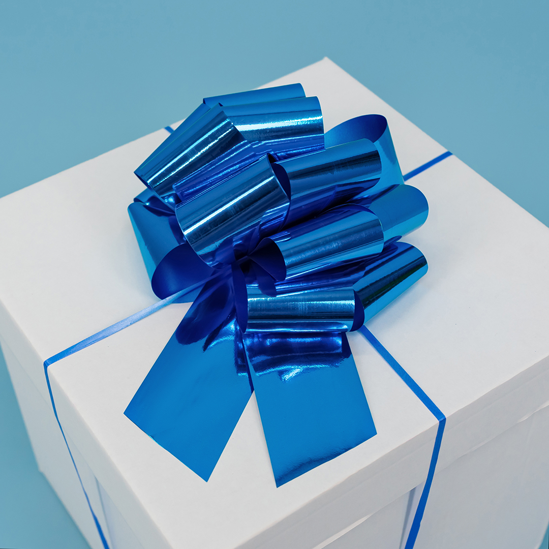 Бант Шар, Синий, Металлик, 21 см, 1 шт. в упак. 