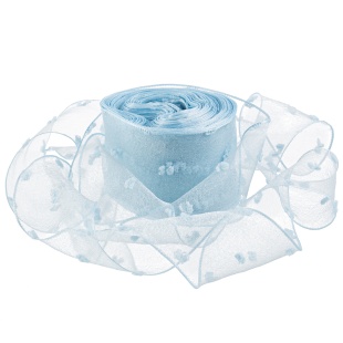 Лента декоративная (4 см*9,14 м) Воздушные точки, Голубой, 1 шт.