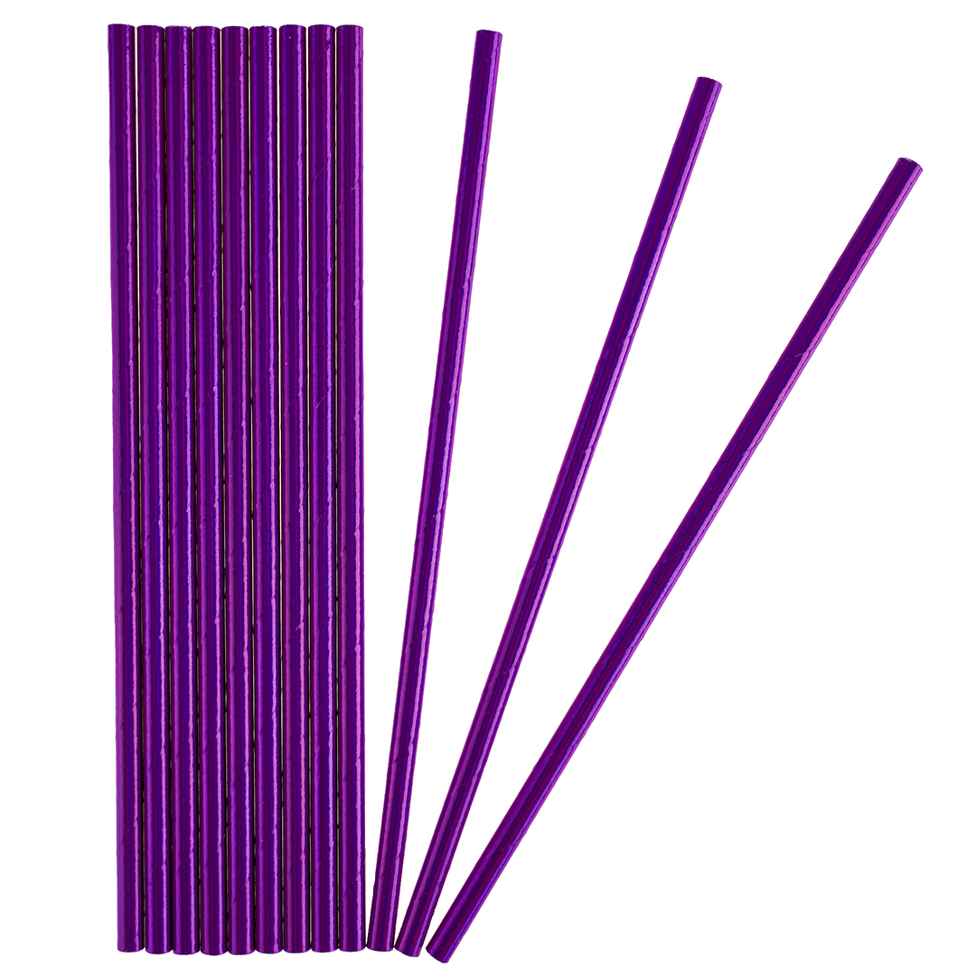 Трубочки для коктейлей, Фиолетовый, Металлик, 12 шт. в упак. 