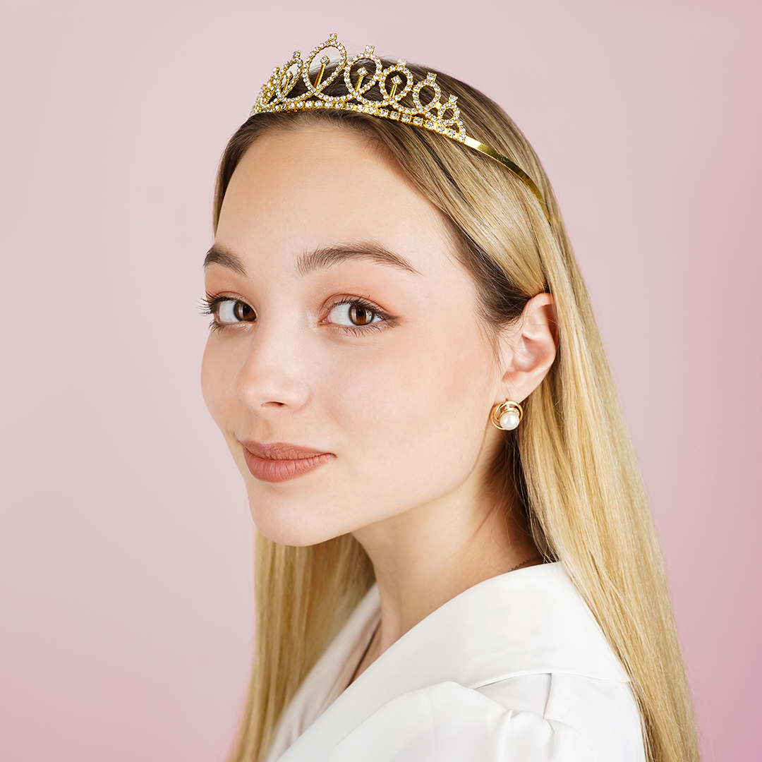 Ободок Корона, Мисс Совершенство, металл, Золото, 1 шт. 