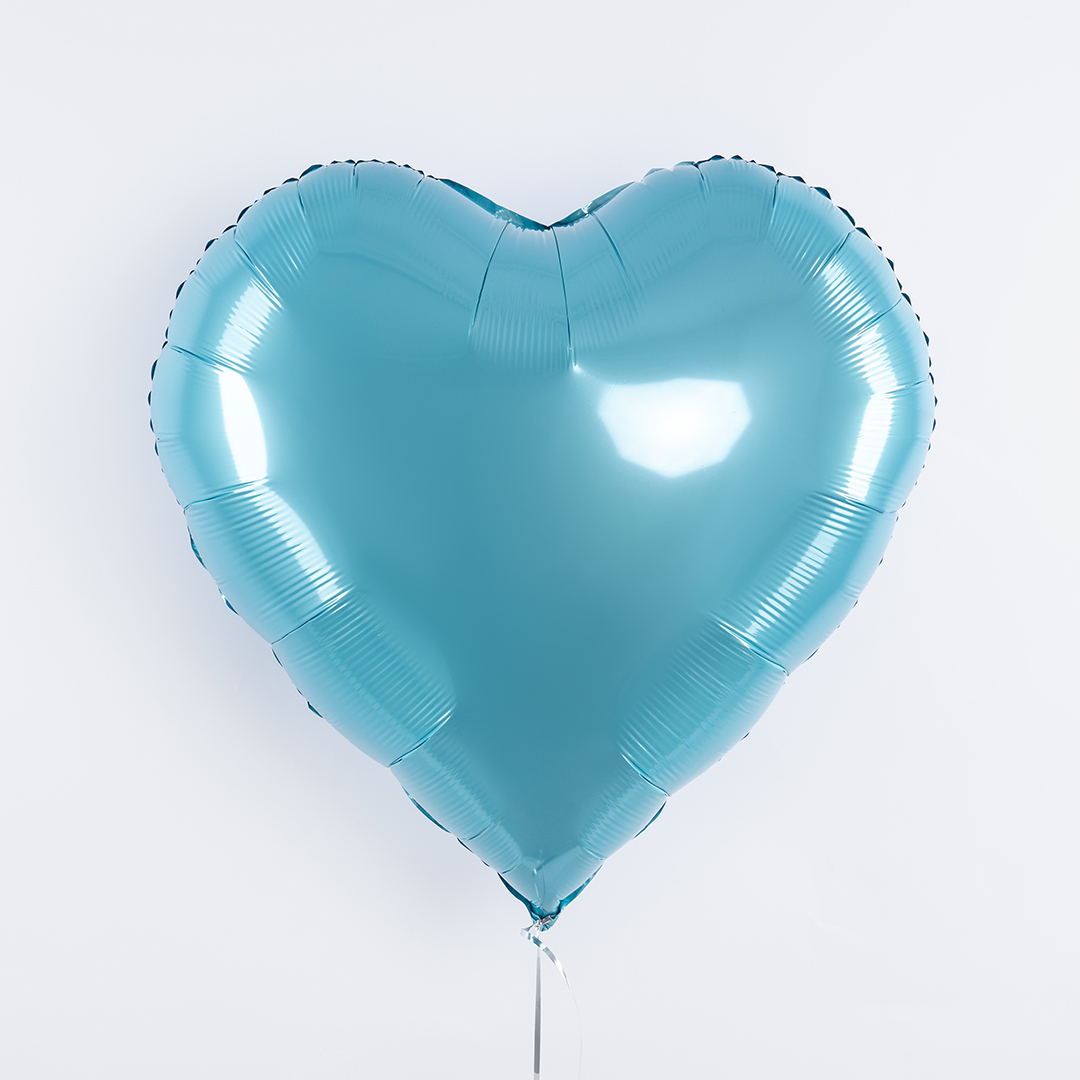 Шар (32''/81 см) Сердце, Голубой, Металлик, 1 шт.