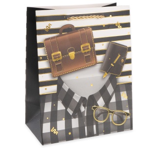 Пакет подарочный, 210гр, Элегант, Дизайн №3, Металлик, 32*26*10 см, 1 шт.