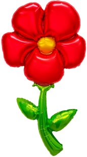 Шар (43''/109 см) Цветок, надув воздухом, Красный, 1 шт. в уп.