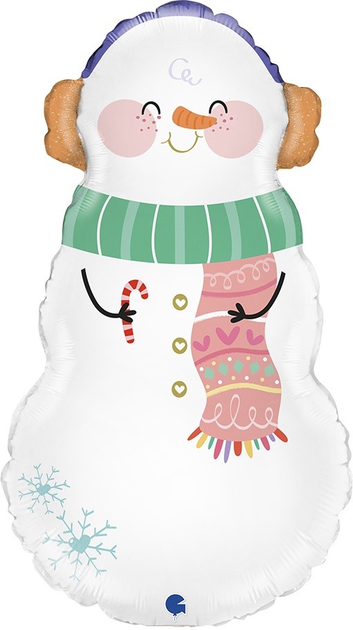 Шар (14''/36 см) Мини-фигура, Снеговичок, 1 шт.