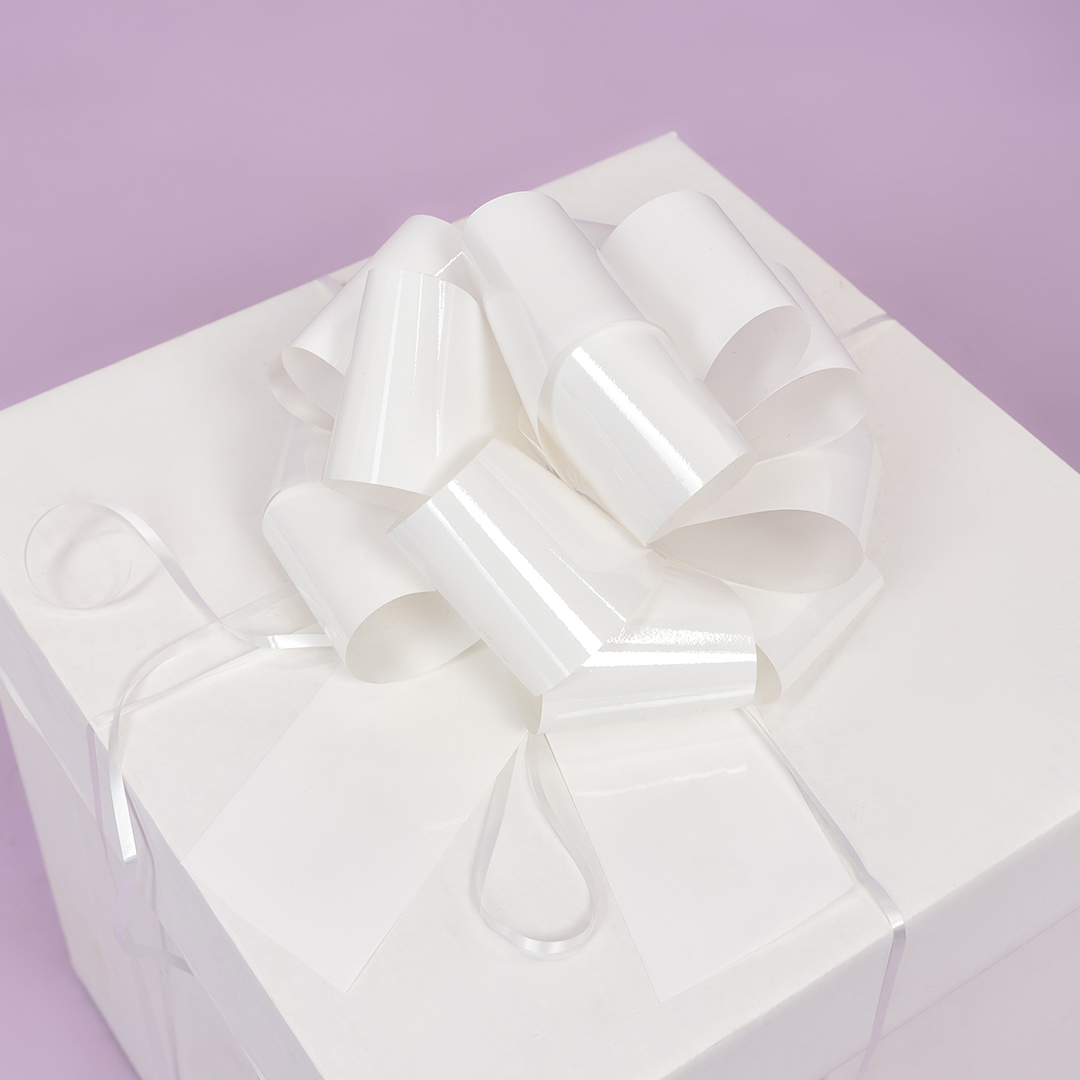 Бант Шар, Белый, Лаковый, 21 см, 1 шт. в упак. 