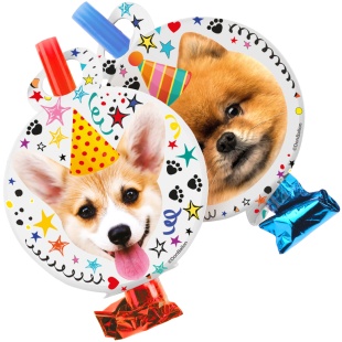 Карнавальные язычки гудки, Собачки, 11 см, 6 шт. в упак. 