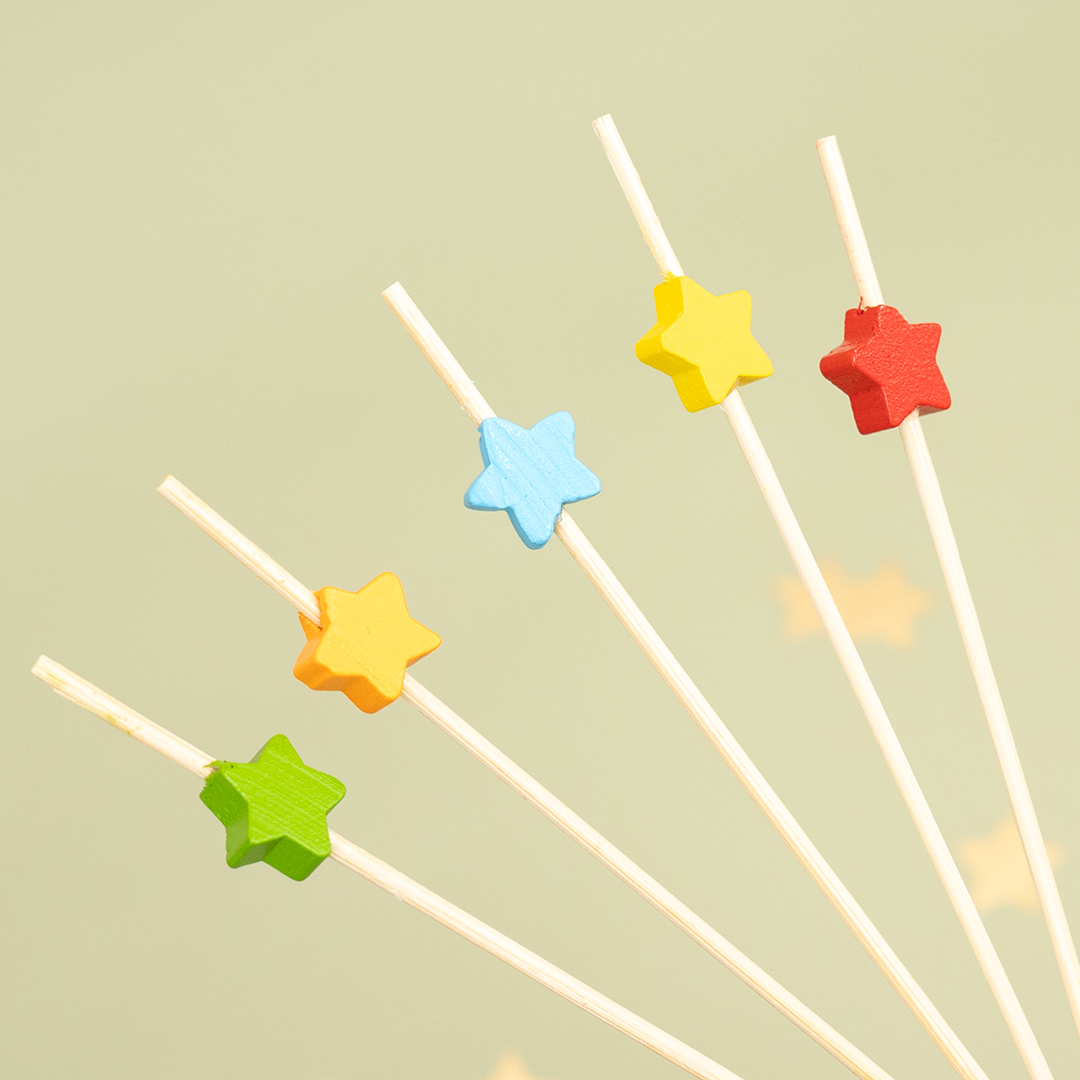 Пики Топперы, Звезда, Ассорти, 12 см, 12 шт.