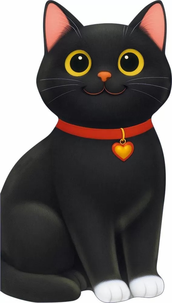 Открытка, Черный котик, 10,4*18,2 см, 10 шт.