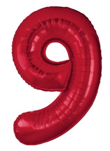 Шар (40''/102 см) Цифра, 9 Slim, Красный, Металлик, 1 шт. в уп.